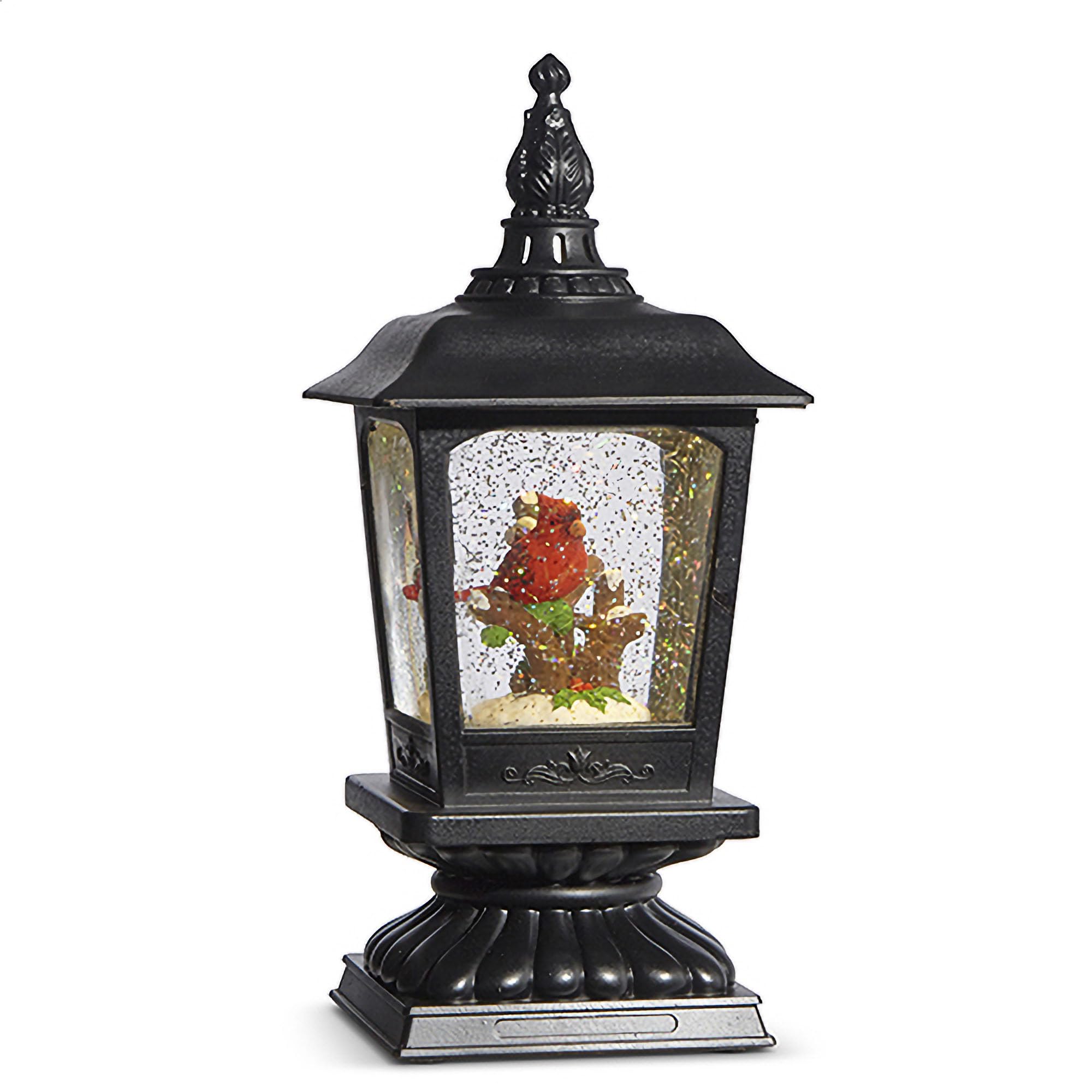 RAZ Imports Cardinal on Branch Lighted Water Lantern, 10.5-inch Height, Christmas Decor, Holiday Season, Table and Shelve Accent