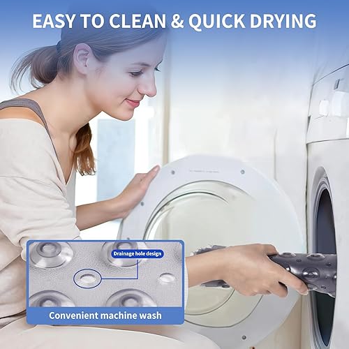 Miniatura 6 de Tapete de baño antideslizante, de secado rápido, con fuertes ventosas y agujeros de drenaje, tapete de baño de PVC suave para superficies lisas,