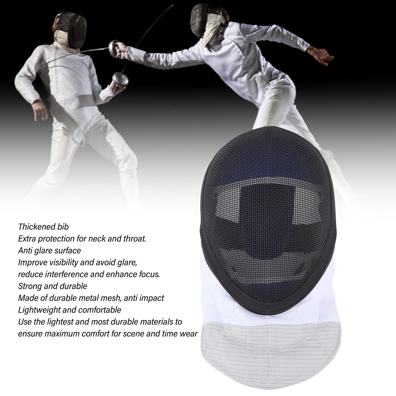 SIXRUN Masque de Sport d'escrime Casque de Protection d'escrime avec Bavoir rembourré pour la Pratique Quotidienne et la Compétition Masque de Sport d'escrime Masque d'escrime