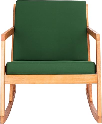 Miniatura 4 de Safavieh Outdoor Collection Vernon PAT7013N - Silla mecedora con cojín de madera, color naturalverde