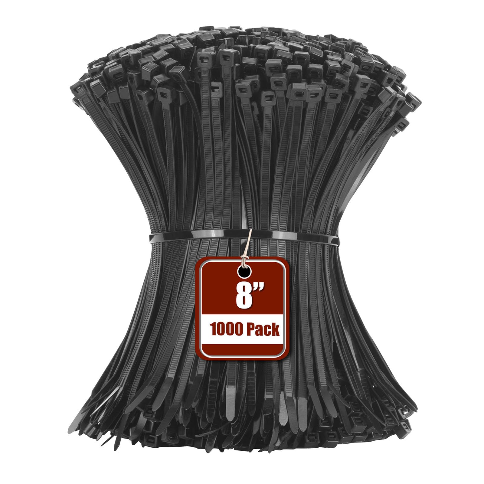 Armpow 8 Inch Black Zip Tie 1000 PCS, 40 Lbs - Small to Medium Zip Tie, Nylon PA66 UV Resistant Cable Tie Heavy Duty for Indoor and Outdoor Use - Ideal for bundling and securing objects — image 1