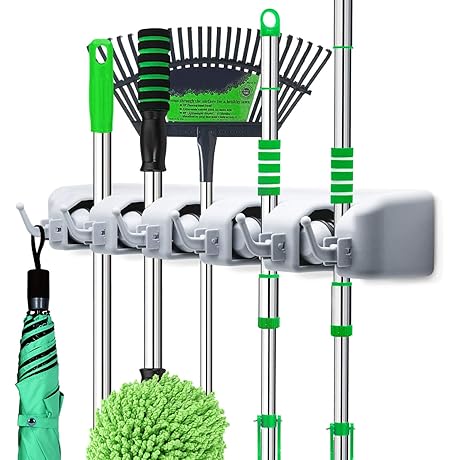 LETMY Broom Holder Wall Mounted | Mop and Broom Organizer | Garage...
