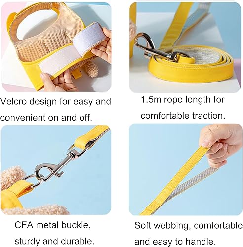 Miniatura 7 de Juego de arnés y correa para perro pequeño, cómodo y duradero para caminar (rosa, S)