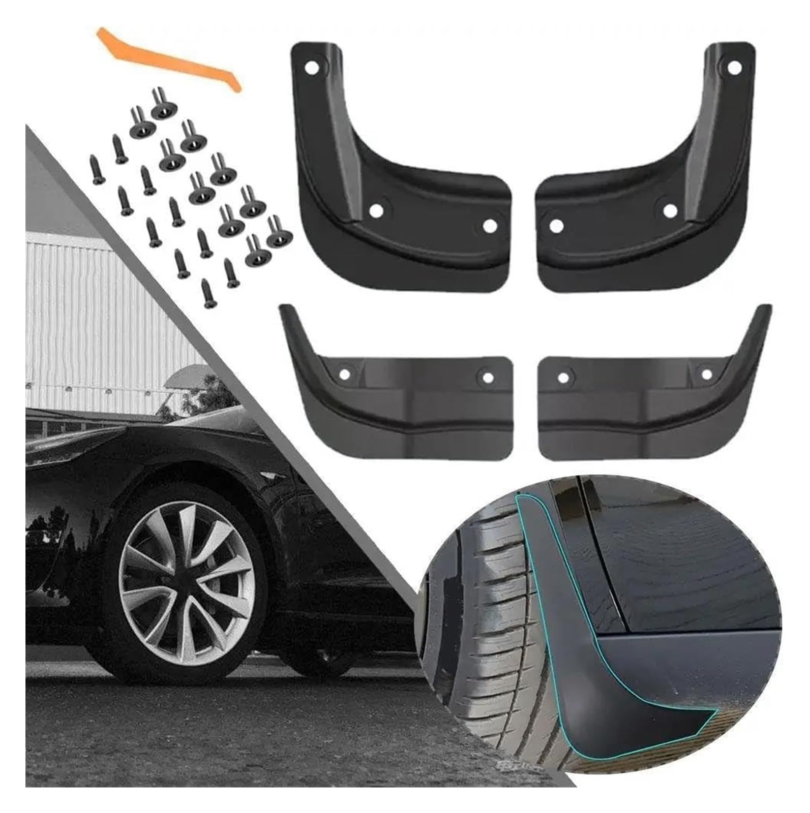 Für Modell 3 Highland 2024 Zubehör Kunststoff Kotflügel Anti-Schnee Anti-Sand Splash Guard Protector Vordere Und Hintere Kotflügel
