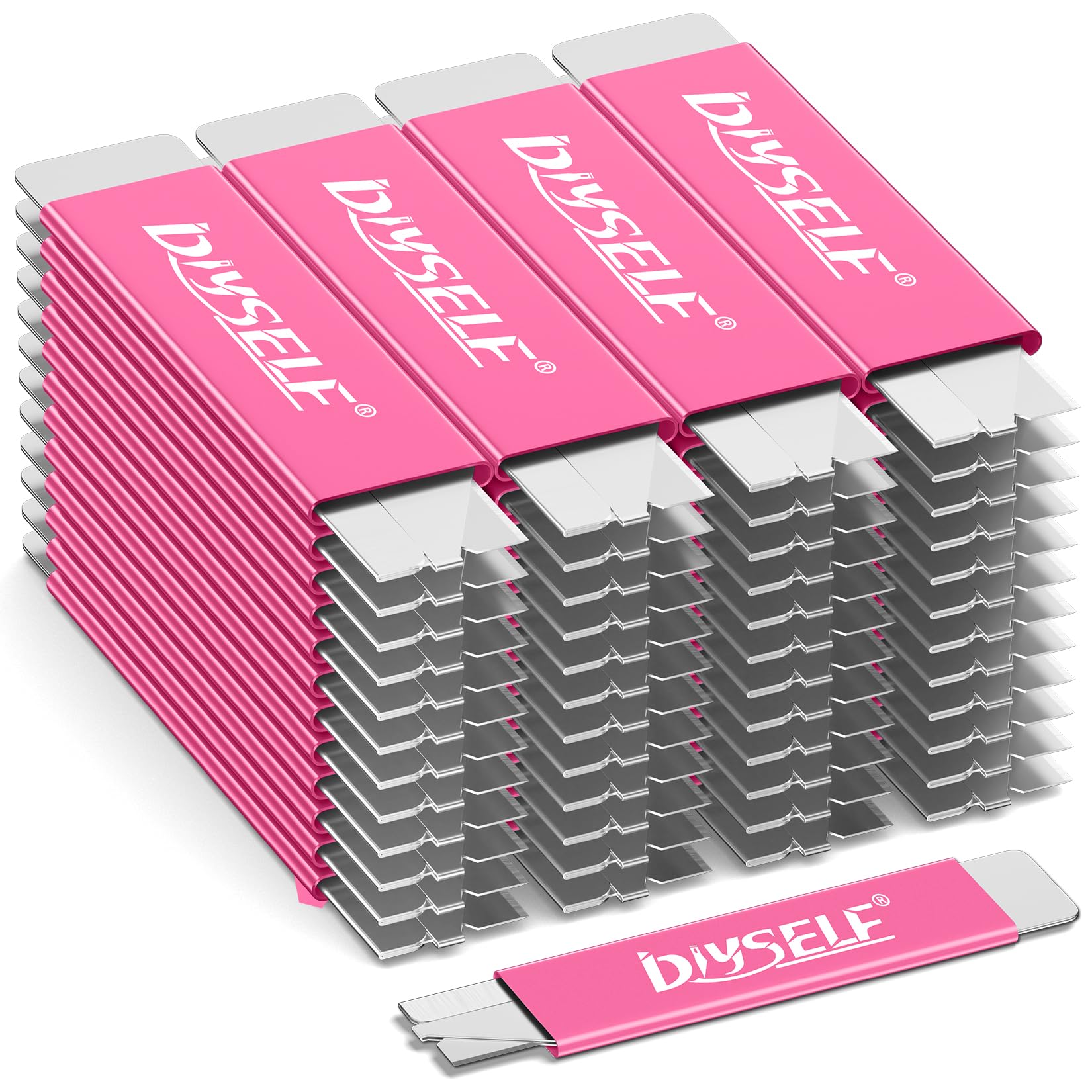 DIYSELF 48 Pack Small Box Cutters, Retractable Utility Knife, Metal Shell