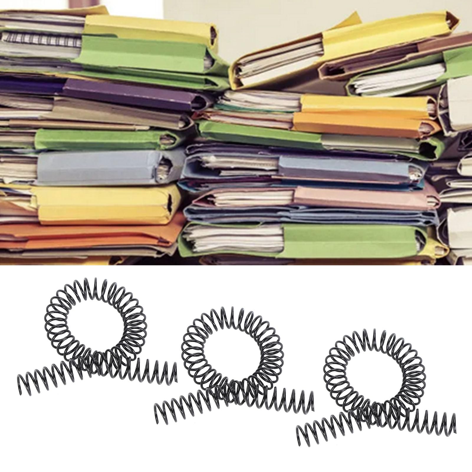 100 pièces bobines de reliure en spirale à boucle unique, capacité de 115 pages 4:1 pas 14,3 mm pour bobines en spirale format lettre pour reliure (Noir)