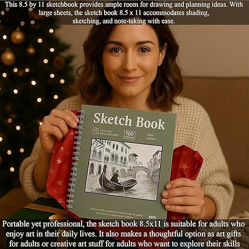 Miniatura 7 de SuFly - Bloc de bocetos para dibujo, 200 hojas, 2 unidades de 9.0 x 12.0in, sin ácidos, papel de dibujo en espiral para lápiz de grafito, lápiz de