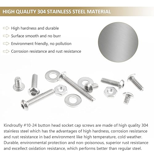 Miniatura 9 de 252 piezas #6-32 x 316", 14", 516", 38", 12", 58", 34", 1", 1", Kit surtido de tuercas y arandelas de cabeza hexagonal, acero inoxidable 304, rosca