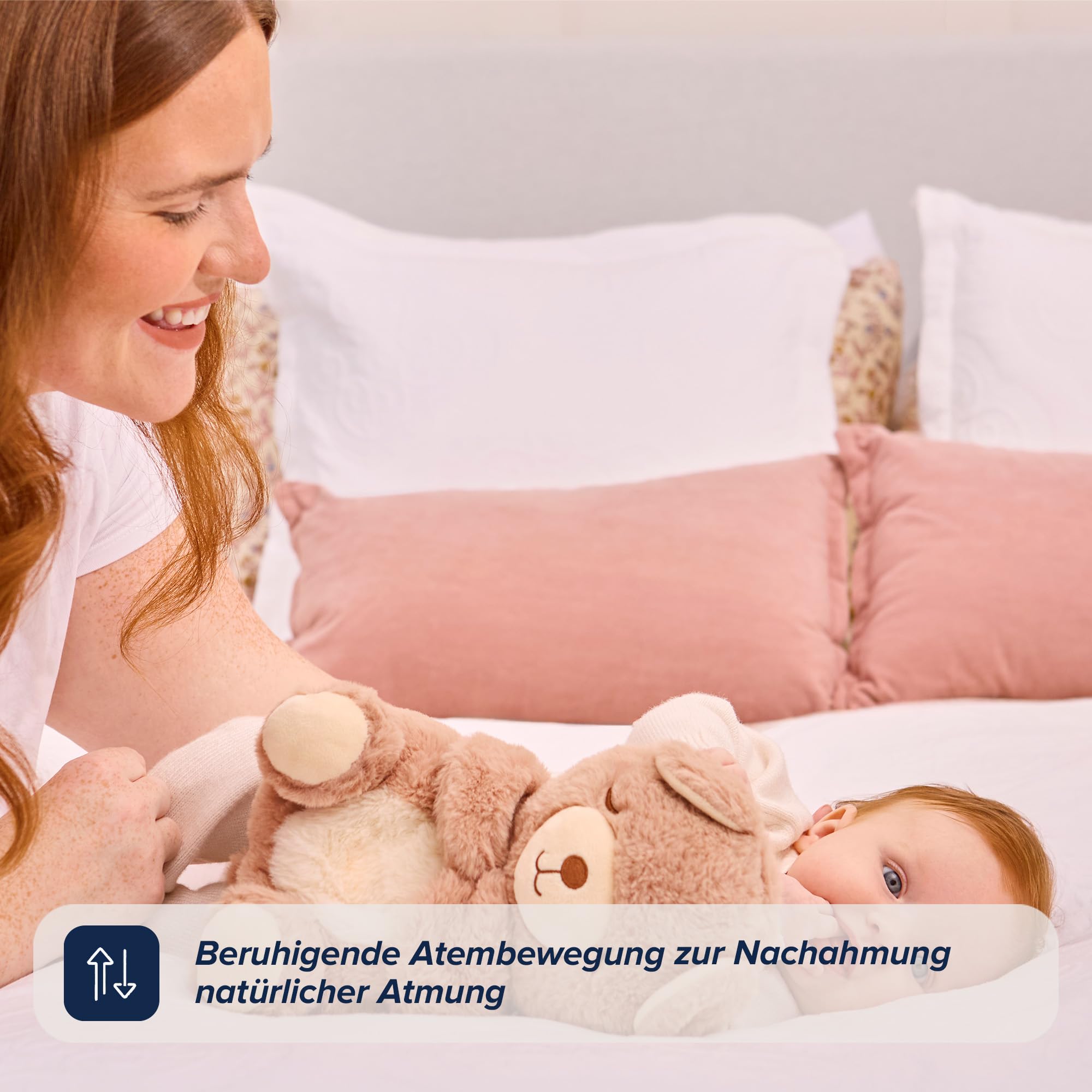 Nuby Mein Beruhigender Kuschelbär – Gute-Nacht-Kuscheltier – Musik- und Leuchtendes Baby-Nachtlicht – Kuscheltier mit Weißem Rauschen – Geschenk zur Geburt für Jungen und Mädchen, Neugeborene