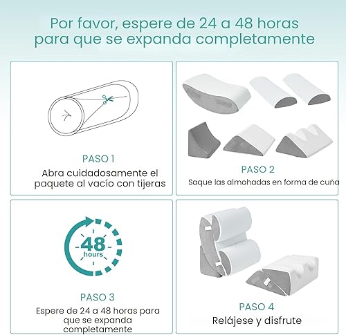 Miniatura 9 de Hansleep Juego de 6 almohadas ortopédicas de cuña para dormir, juego de almohadas postoperatorias ajustables para aliviar el dolor corporal, espalda