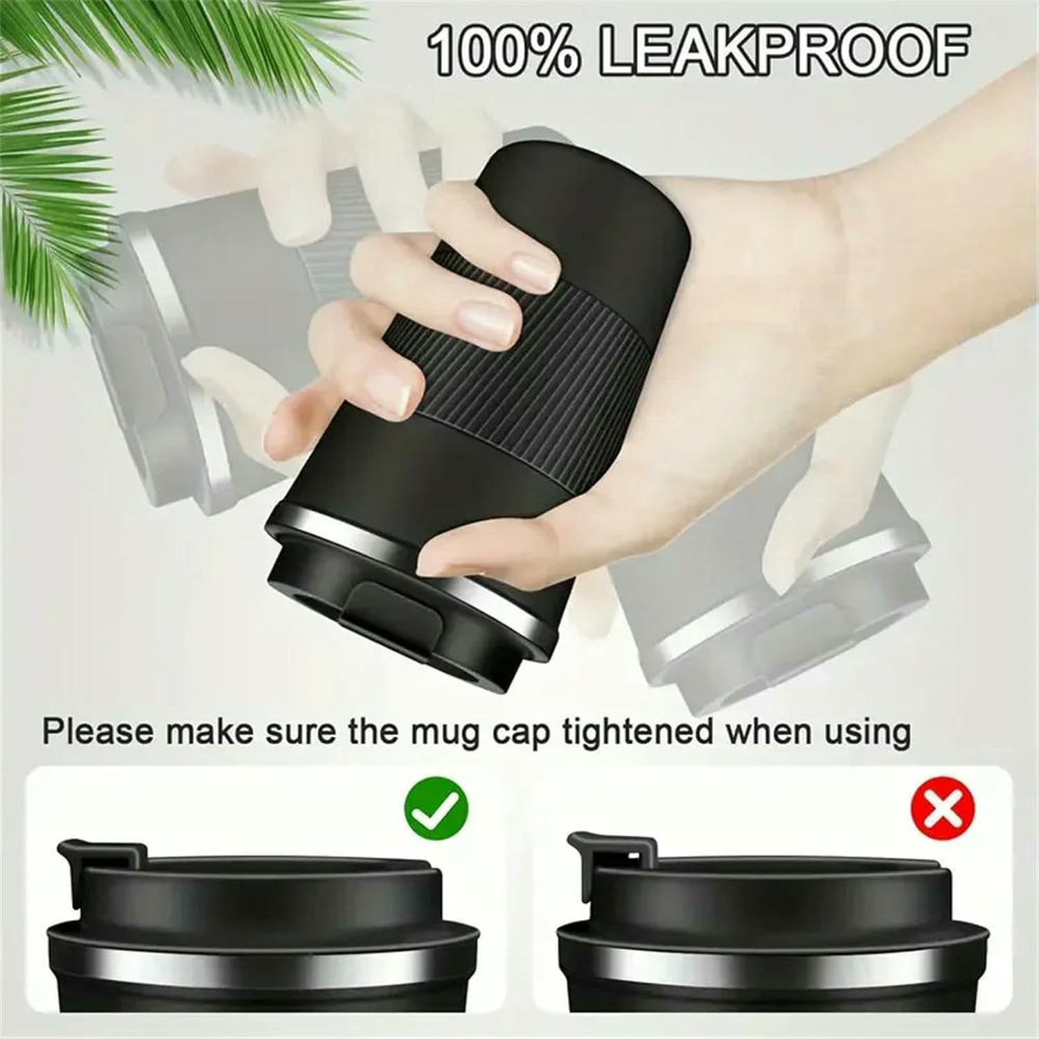 Double-Walled Stainless Steel Insulated Mug, Hot and Cold Coffee Mug, Leak-Proof Travel Mug-510Ml(17.24Oz)-Green 1Pc