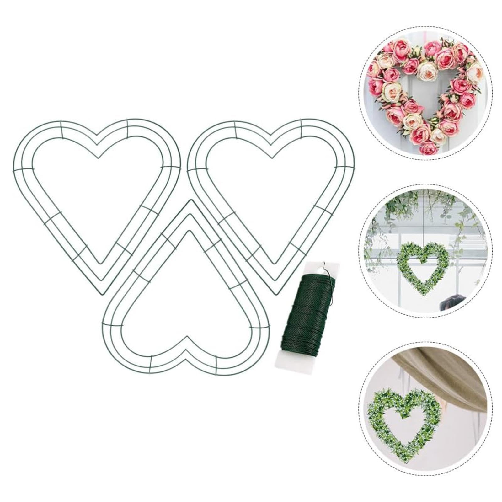 Perfeclan Couronne en Forme de cœur (3 pièces) - Support pour Couronne de 30 cm (11,81 Pouces) - Anneau Floral à Monter soi-même - Idéale pour Les cérémonies,