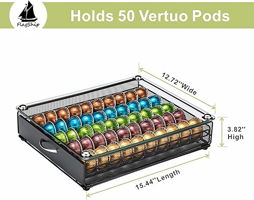Miniatura 9 de Flagship Cajón de almacenamiento para cápsulas de café para Nespresso Vertuo organizador de cápsulas bandeja de cajón con estantes de malla para