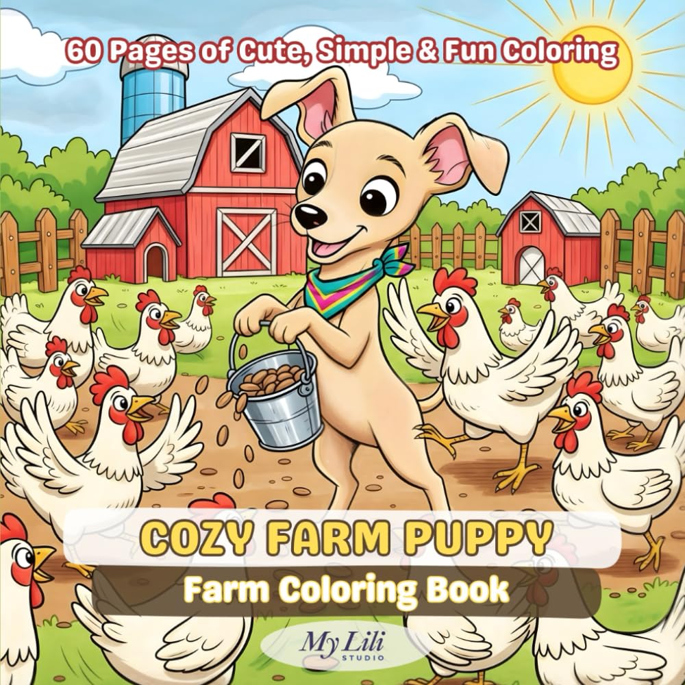 Farm Puppy Coloring Book: Cute Farm Adventures with Heremi (Cozy Puppy Coloring Adventures)