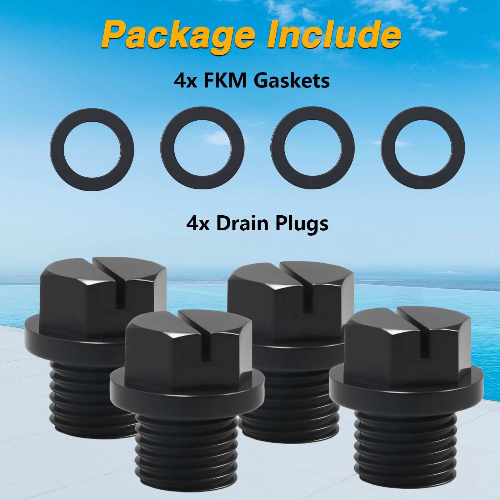 Paquete de 4 tapones de tubería de piscina con juntas, tapón de drenaje de bomba limpiador de piscina compatible con bombas de limpieza de piscinas Hayward y Power-Flo LX Pump Series CL200