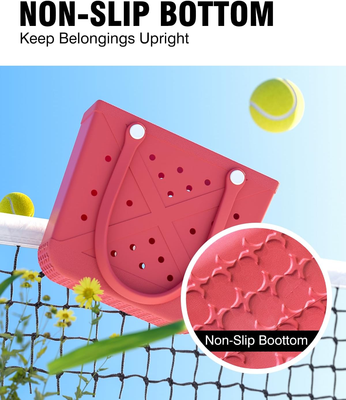 Beach Bag Rubber Tote, Waterproof and Durable Open Hand Bag for Swim Pool Beach Travel - Image 4