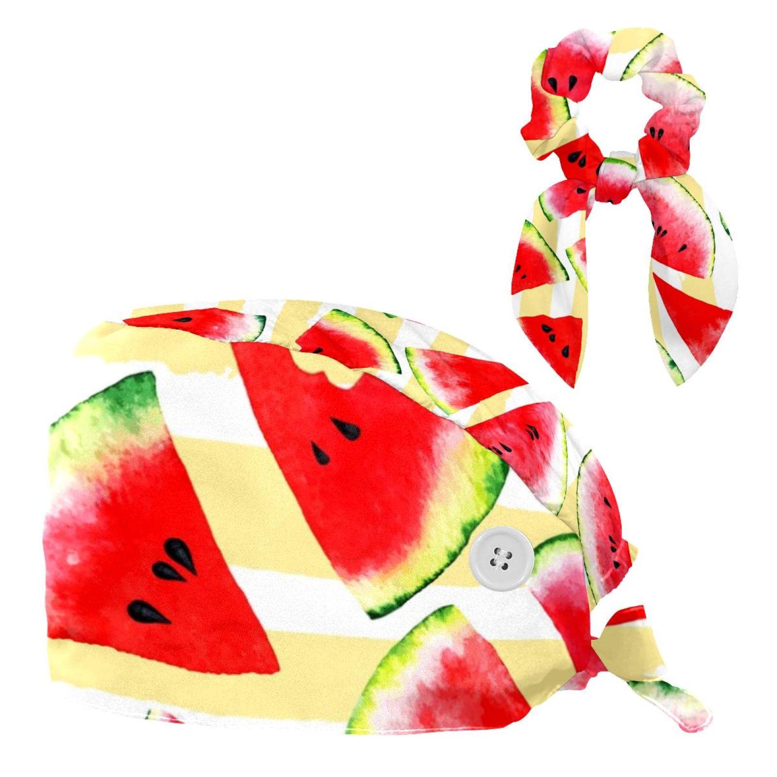 Bouffant Caps with Hair Tie Working Cap with Sweatband Tie Back Hats Nurse Hat Cat Kitty Army