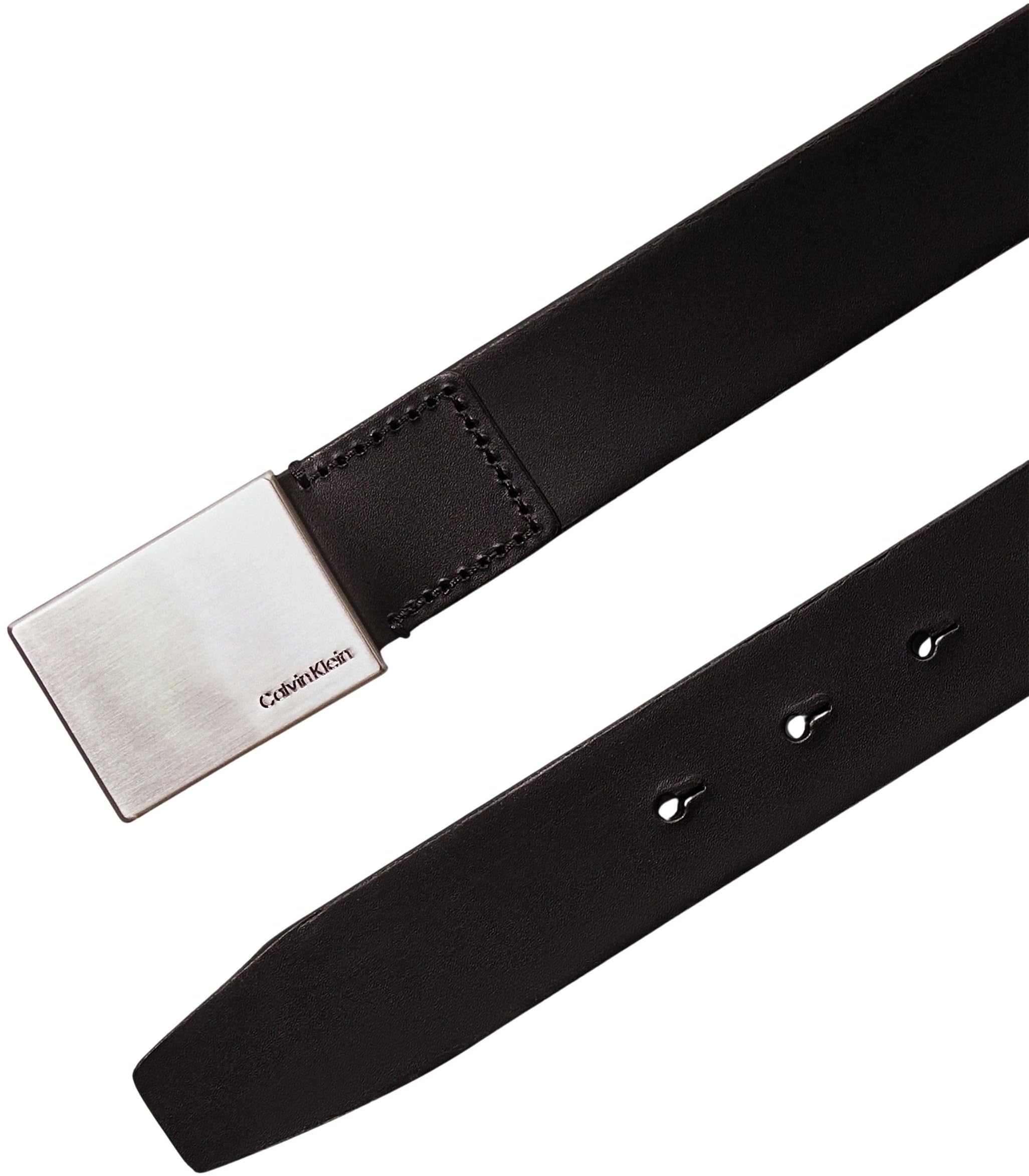 Calvin Klein Męski pasek Formal Plaque Belt 3,5 cm skórzany pasek, czarny (black 001), 85|#85|#673 (Herstellergröße: 85)