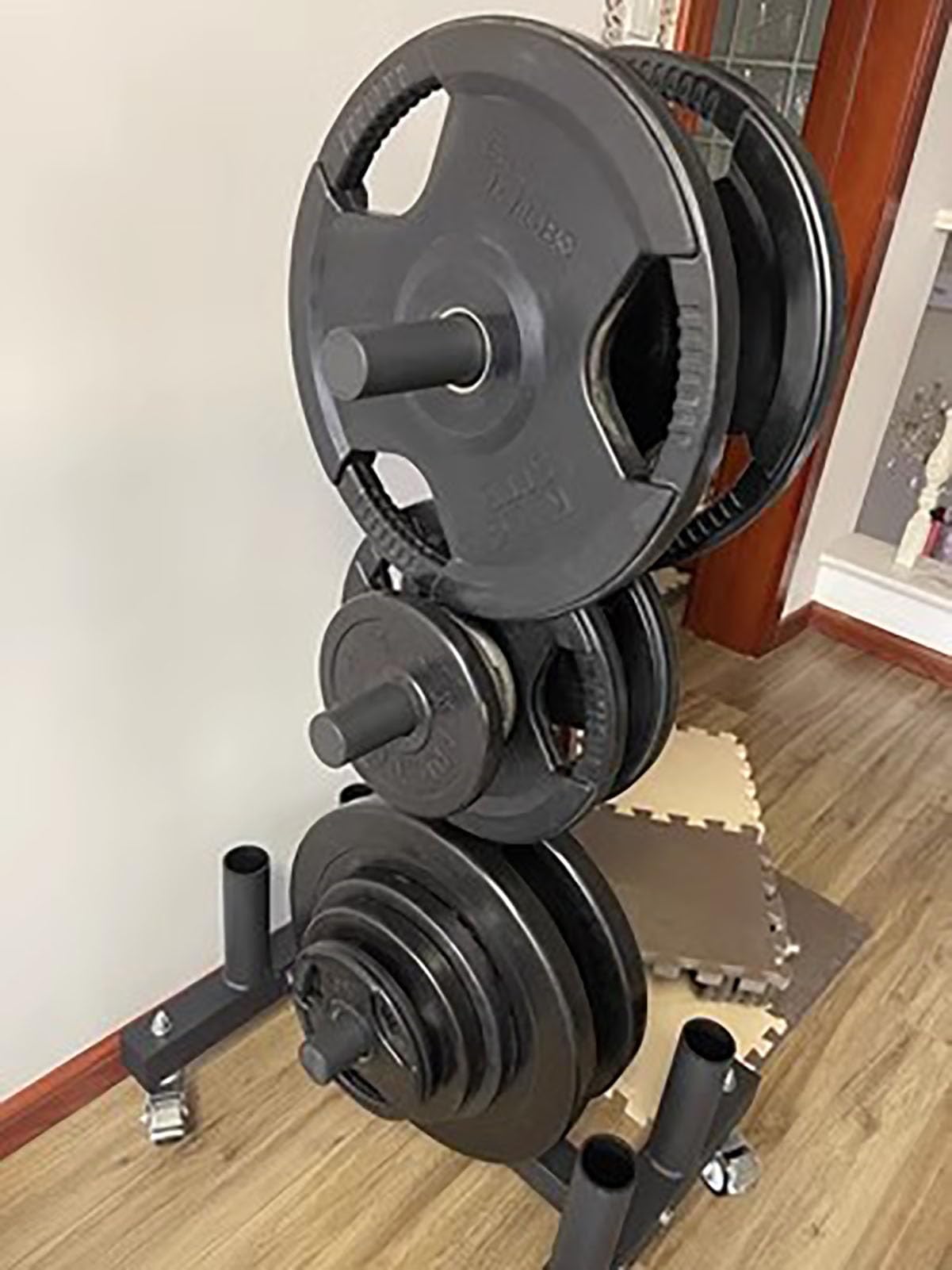 YXXSDP Olympic/Bumper Weight Rack Tree for Plate, Professional Barbell Storage Organizer/Workout & Lifting Equipment, with Rolling Wheels, Holds Up to 1102lbs Lbs