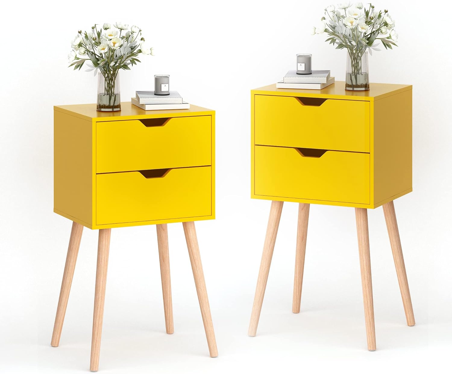 JAXPETY Set of 2 Nightstand 2 Drawers End Table Storage