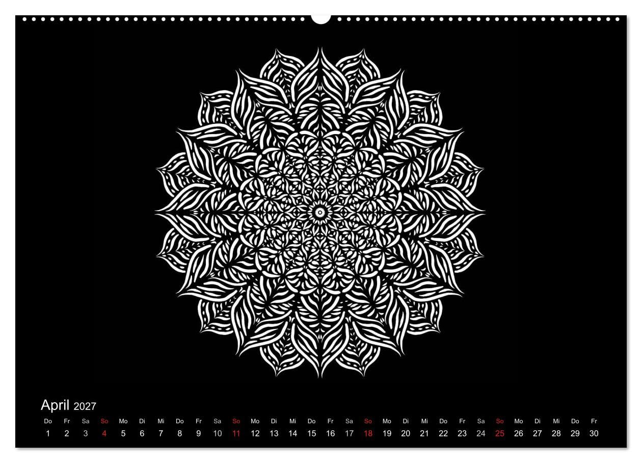 CALVENDO - Entspannung und Ruhe durch Mandalas (hochwertiger Premium Wandkalender 2027 DIN A2 quer), Kunstdruck in Hochglanz: Mandalas zum Enspannen und Ausmalen
