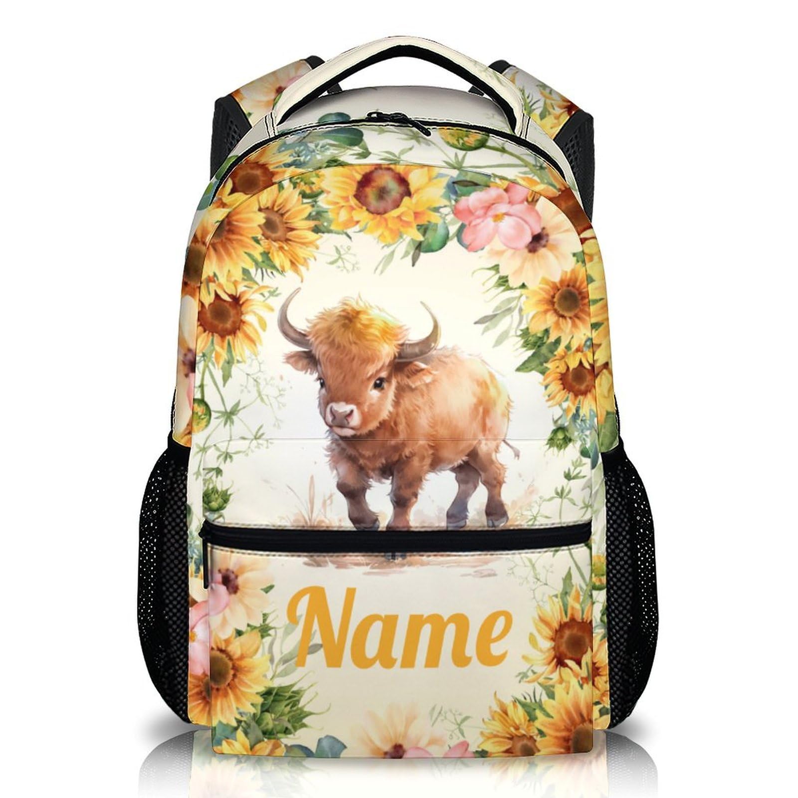 Wedinosaurnes Highland Cow Backpack, Custom Kids Toddler Backpacks, Custom Schoolbag, 17 Inch Cute Farm Animal Bookbags for Gift, Preschool Elementary