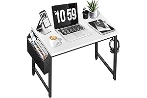 Small Black White Desk, Study Work PC Desk for Bbedroom