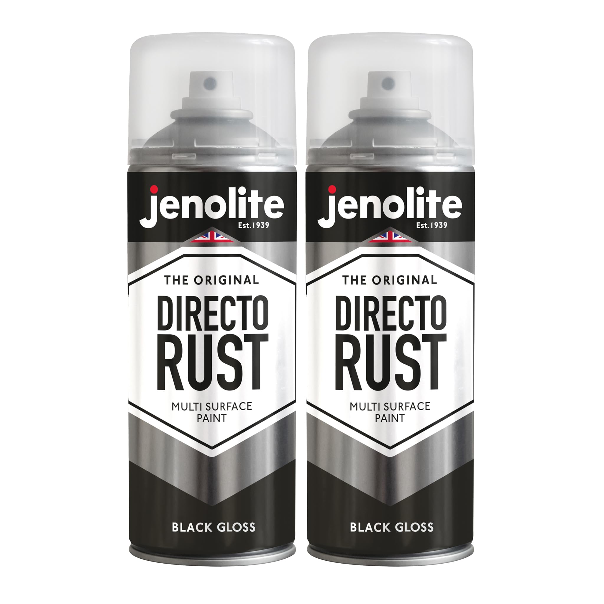 Jenolite Directorust All-in-One Multi-Surface Paint Black Gloss 400ml 2-Pack