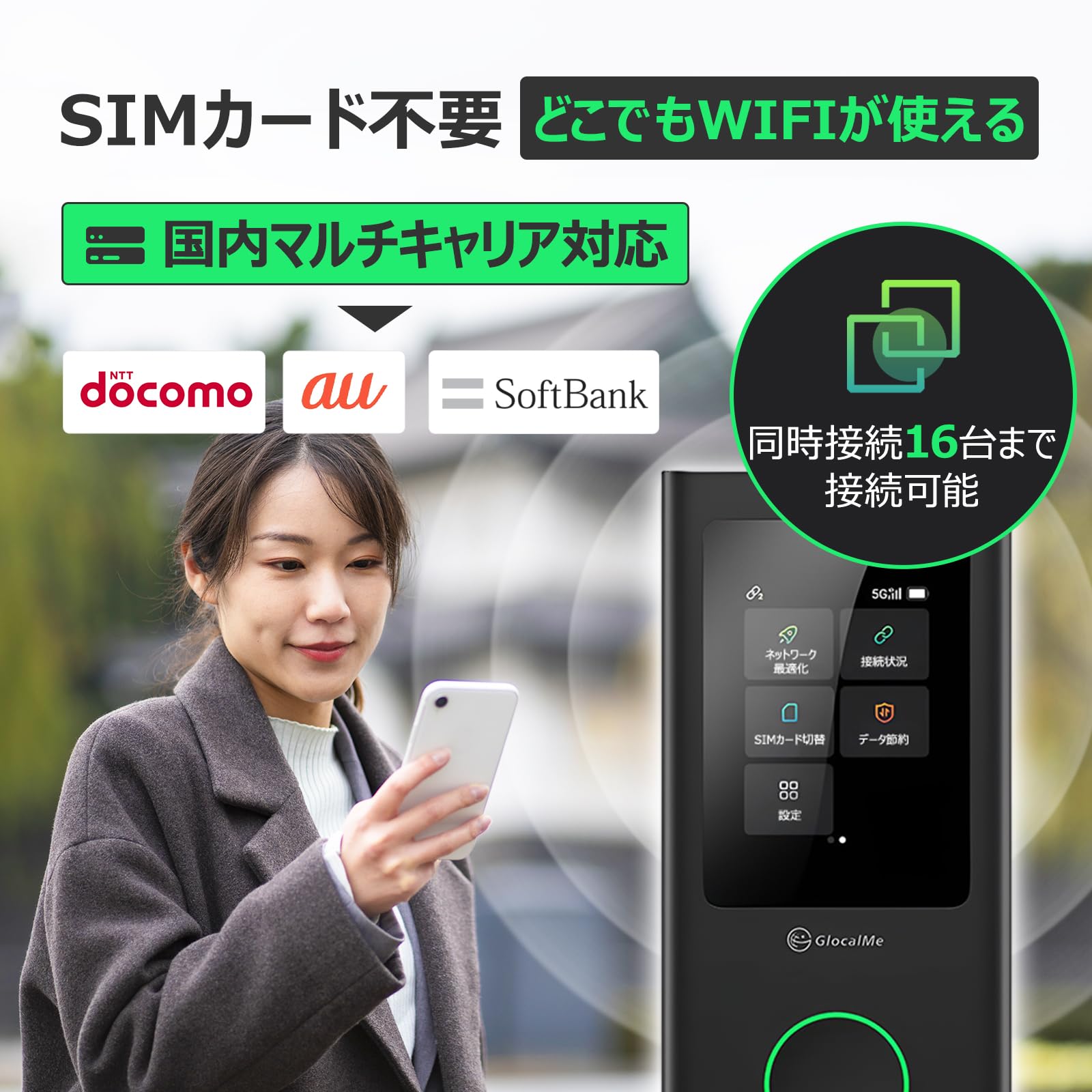 Amazon.co.jp: GlocalMe Numen Air U50 5G対応 ポケットWiFi