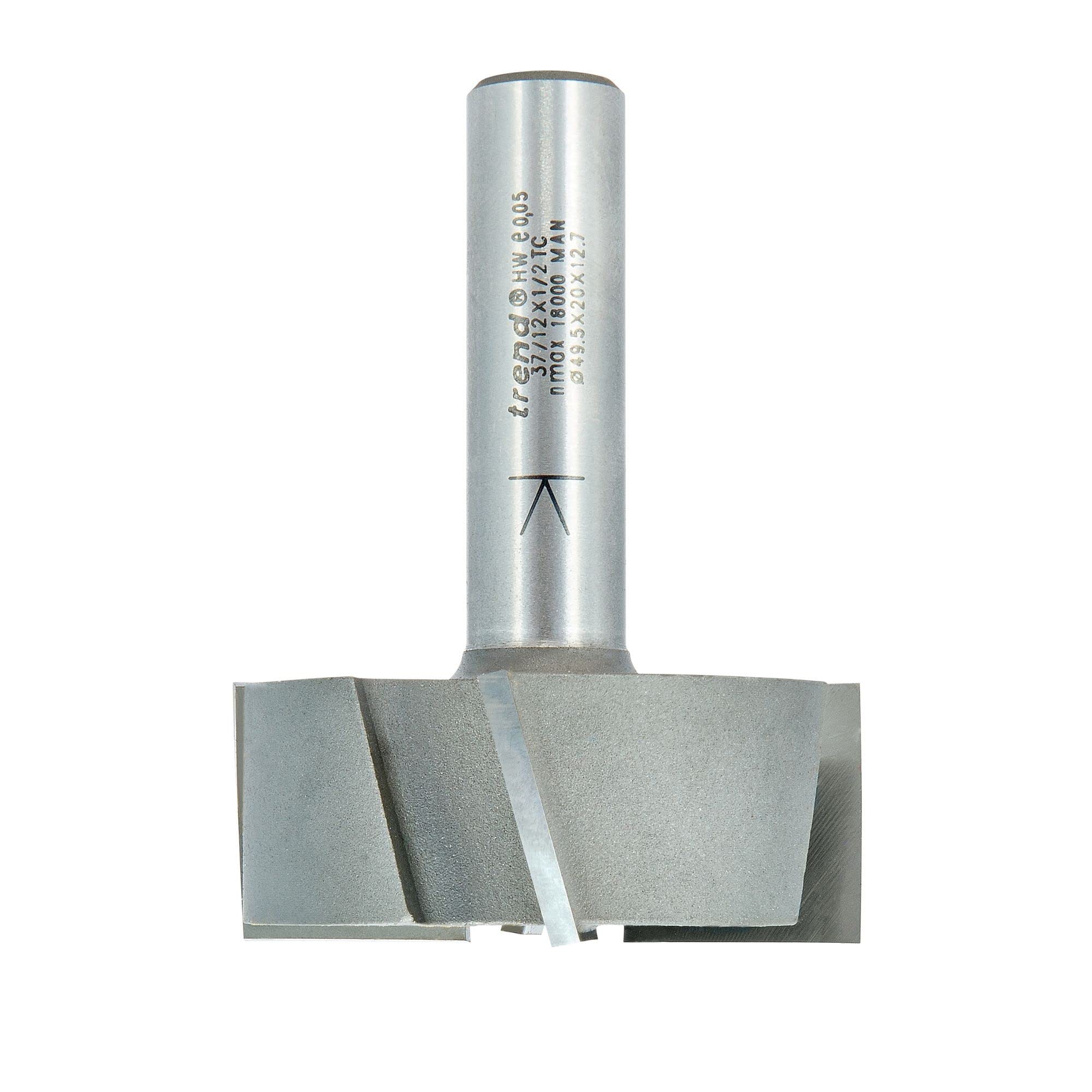 Trend Profesjonalny frez prosty do czopów, trzpień 1/2 cala, średnica 50,8 mm, długość cięcia 20 mm, węglik spiekany (TCT), 37/12X1/2TC