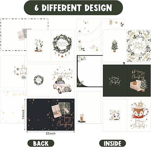 Miniatura 2 de Zhanmai 6 tarjetas de felicitación jumbo de Feliz Navidad de 14 x 20 pulgadas, libro de invitados gigante, tarjeta de regalo de Navidad, tarjeta de