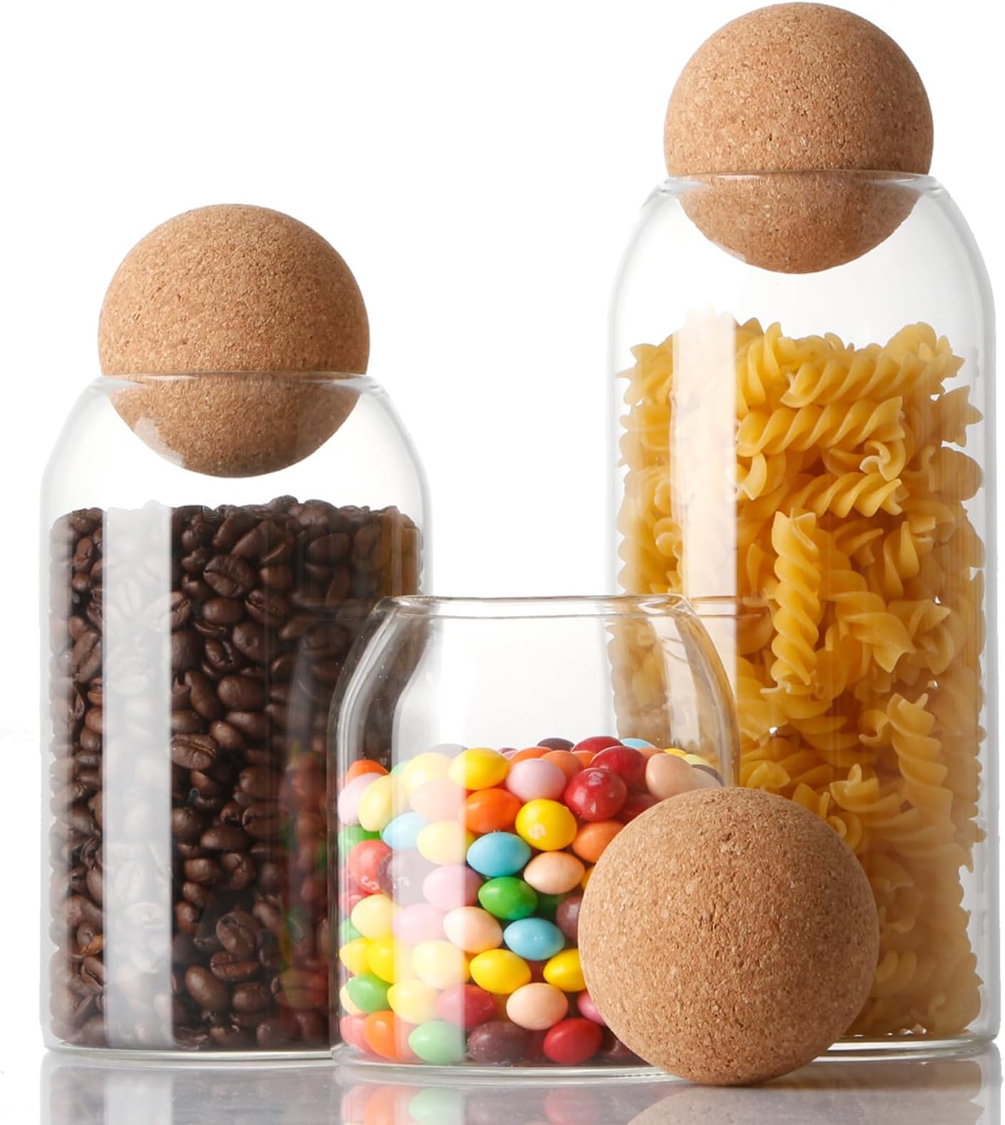 Hovico 78oz Glass Food Storage Jars with Airtight Clamp Lids,Set of 3 Large Wide