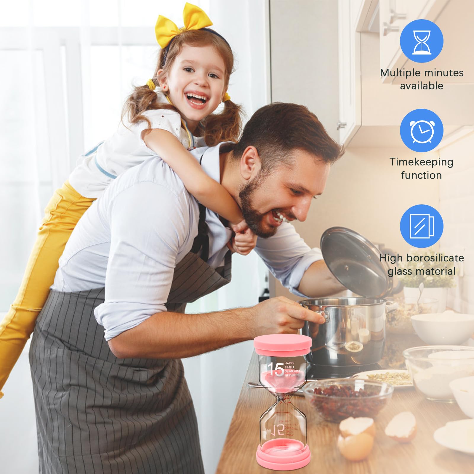 Decorazione Home Office Hicoosee 6 Pezzi Clessidra Bambini – Timer 1/3/5/10/15/30 Minuti – Clessidre Colorate Macaron Per Apprendimento, Gioco, Studio, Bagno, Decorazione Casa E Ufficio Set Clessidre Colorate