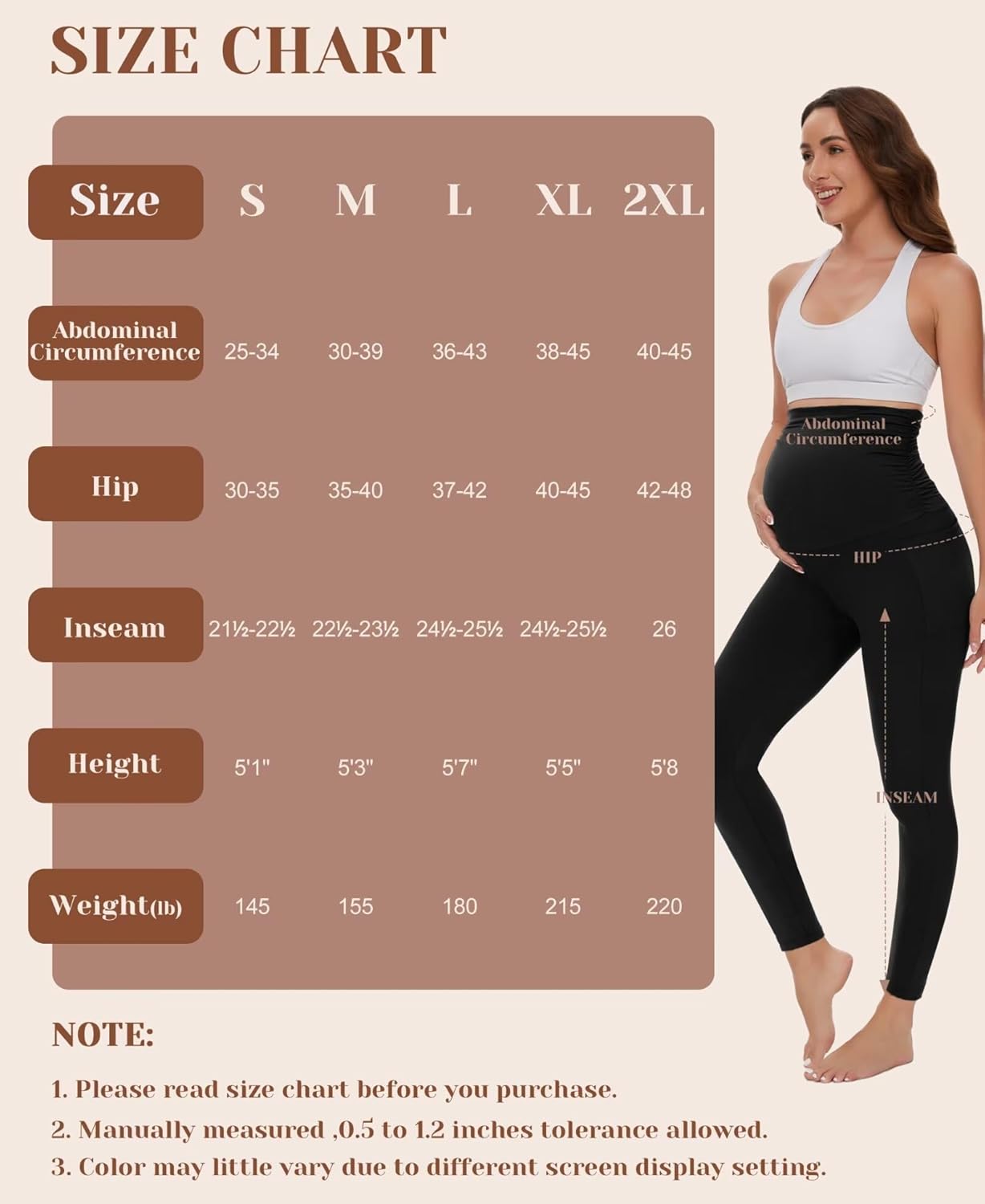 UBCUTE Maternity Fleece Lined Leggings with Pockets Over Belly,Thermal Womens Pregnancy Workout Pants Warm Winter - Image 6