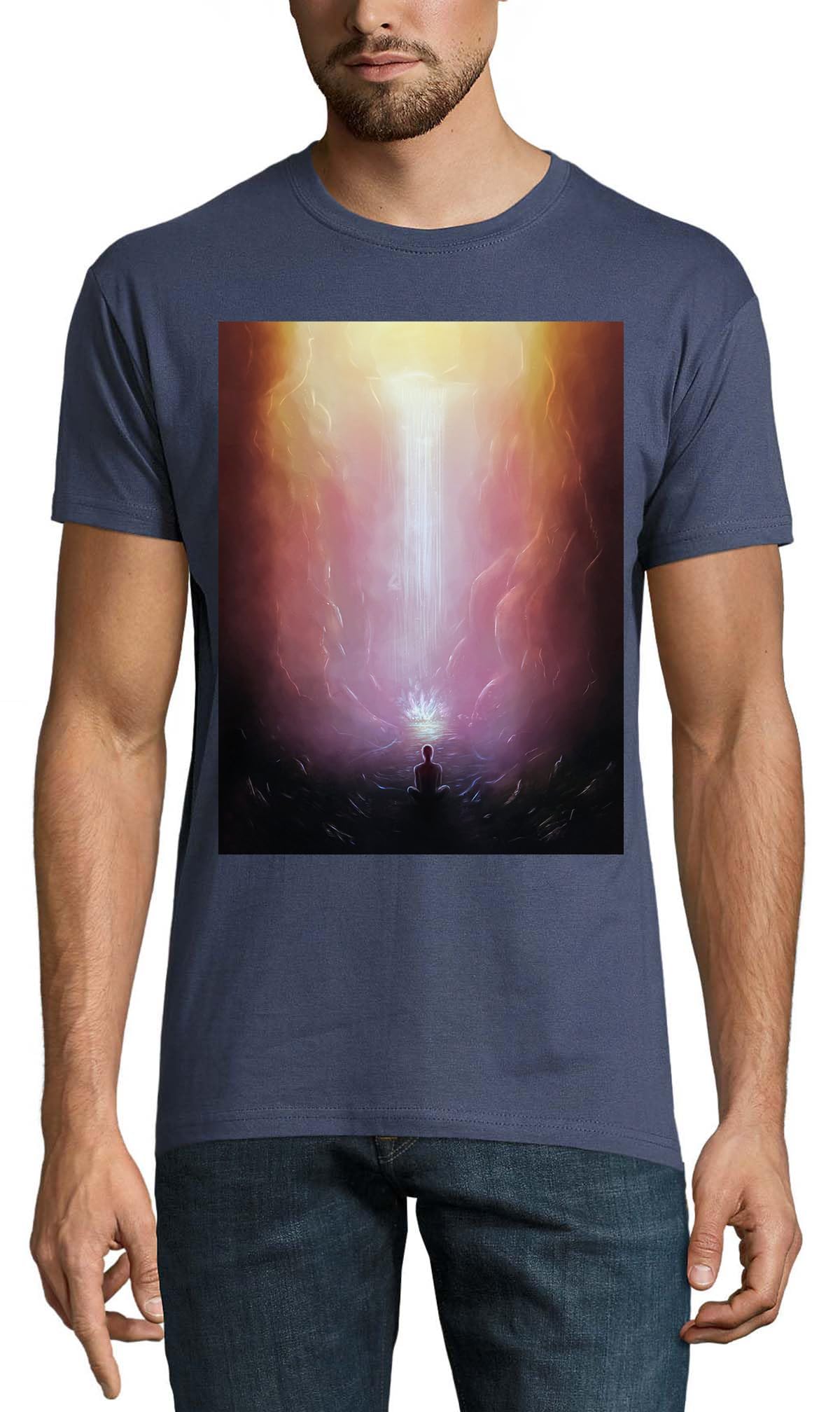 T-shirt art crew neck homme denim en coton premium texturé