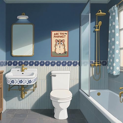 Miniatura 3 de BYZCLUBERI Retro Hamster Are You Pooping Wall Decor - Camera Element Rodent Bathroom Art, Unique Hamster Decor in Bathroom, 8x12 Inch