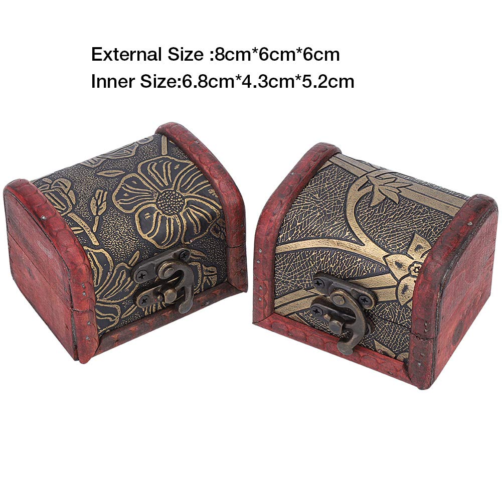 2 Scatoline Tesoro Legno Vintage - Mini Cofanetti Per Gioielli, Design Mappa E Uva, Rosso E Bianco - Foto 11