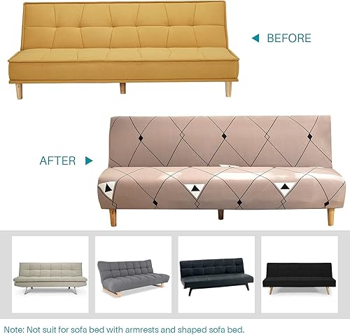 Vista 170 de Funda estampada para futón, fundas elásticas para sofá cama, tamaño matrimonial, individual, queen, sin brazos, fundas protectoras con parte Youmeng