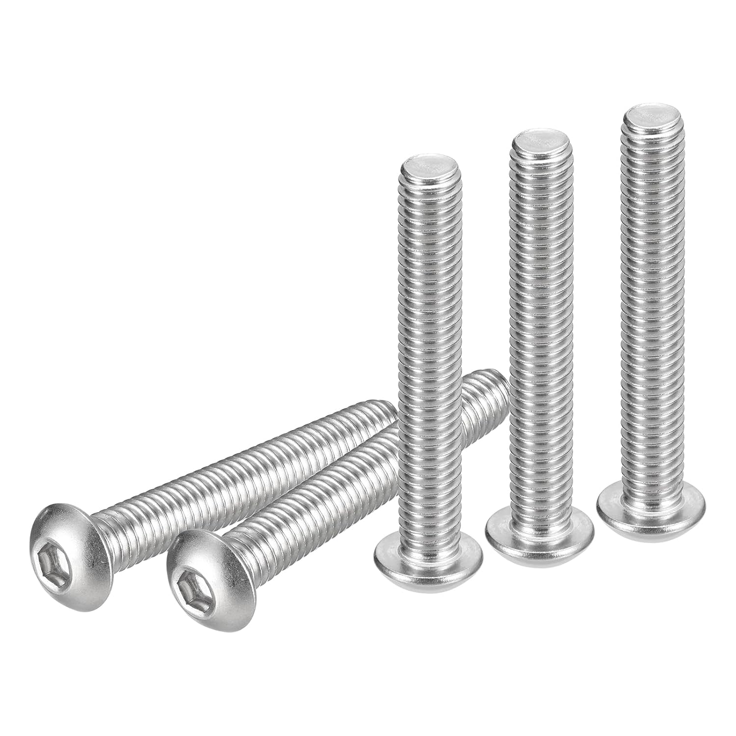 DTGN 3/8-16x2-1/2 Button Head Socket Cap Screws - 20Pack - Good for Machine - 304 Stainless Steel 18/8 - Hex Drive Full Thread UNC Fasteners