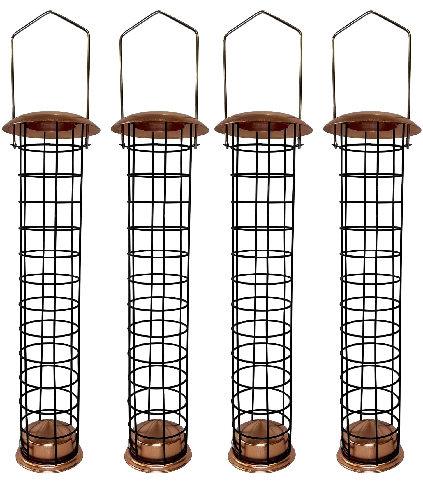 Selections Large Copper Style Hanging Bird Suet Fat Ball Feeder - Pack of 4