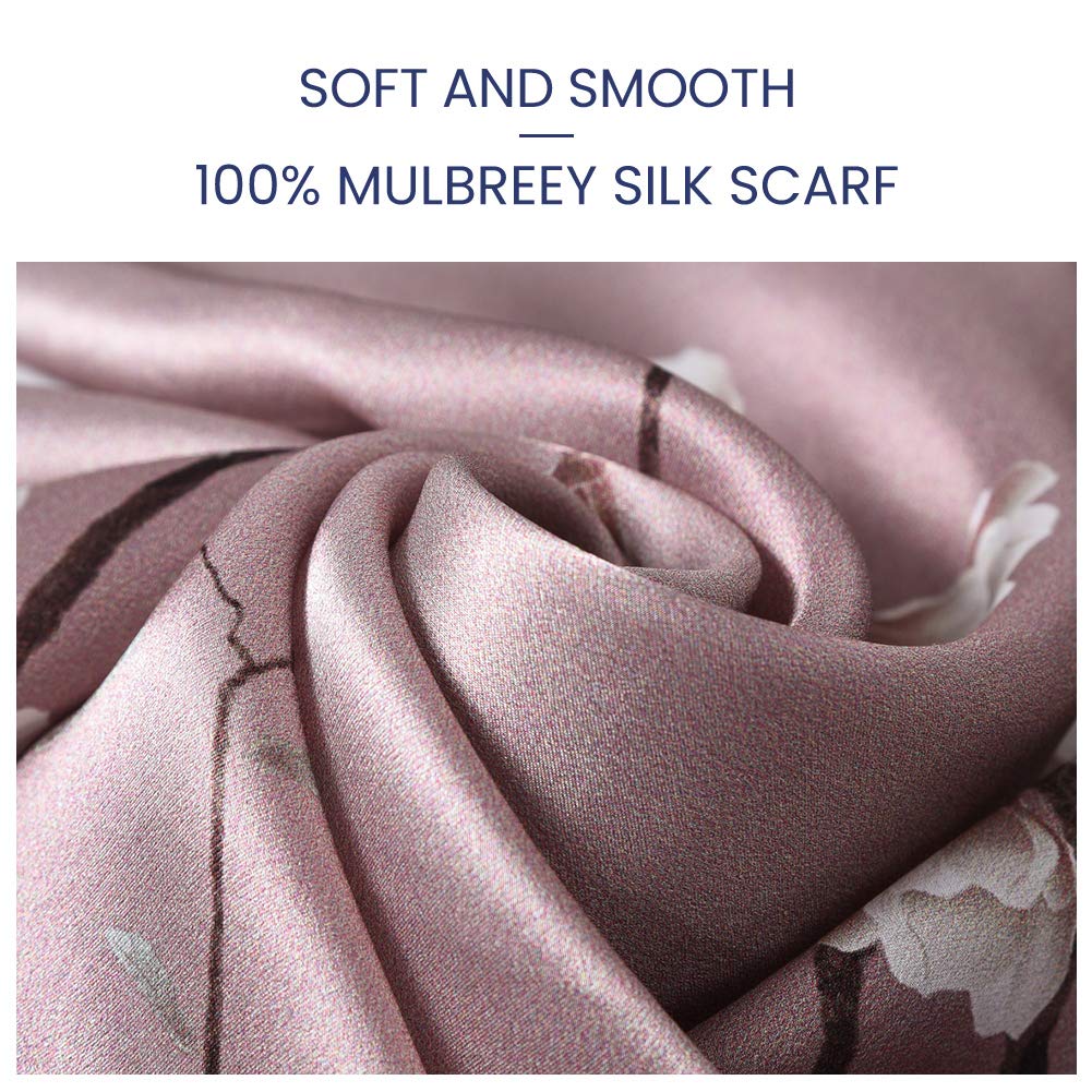 STORY OF SHANGHAI Sciarpa di 100% Seta da Donna Foulard Chiffon con Fantasie Orientale Semi-Trasparente