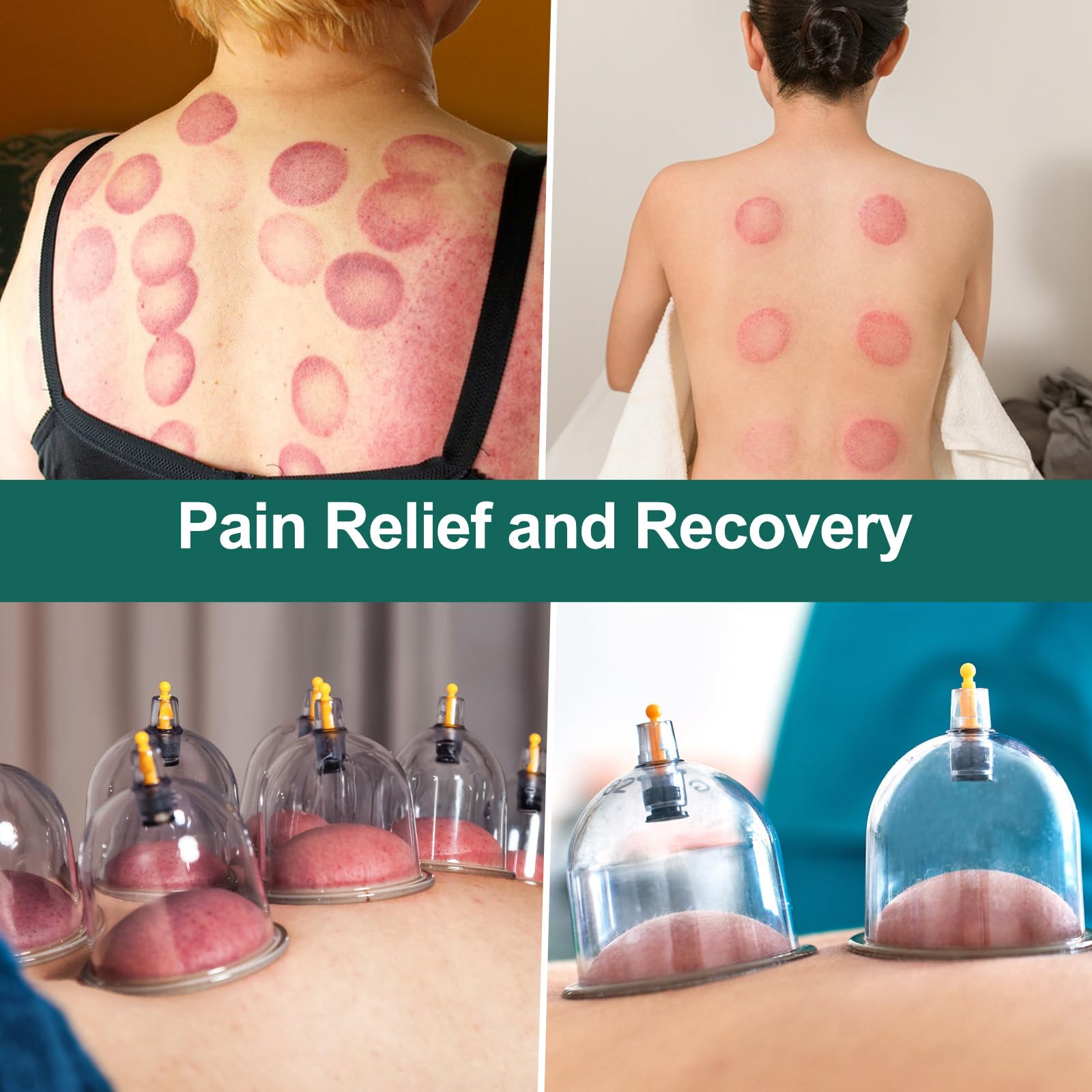 Set per terapia di coppettazione, 16 tazze, di grandi dimensioni, V2.0, per donne e uomini, tazza sottovuoto per corpo, muscoli, sollievo dal dolore alla schiena, massaggi, succhiare la