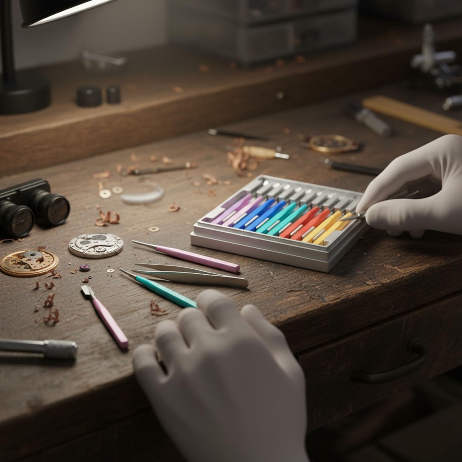Professionelle Uhr Handentferner Set mit 10 Legierung Werkzeuge in klaren Acryl Veranstalter geeignet für Uhrmacher Hobbyisten Uhr Hand Hebel Stange Set
