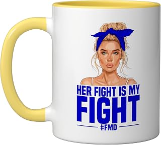 FMD Awareness Her Fight is my Fight Foot and Mouth Disease Ceramic Mug, Yellow/White