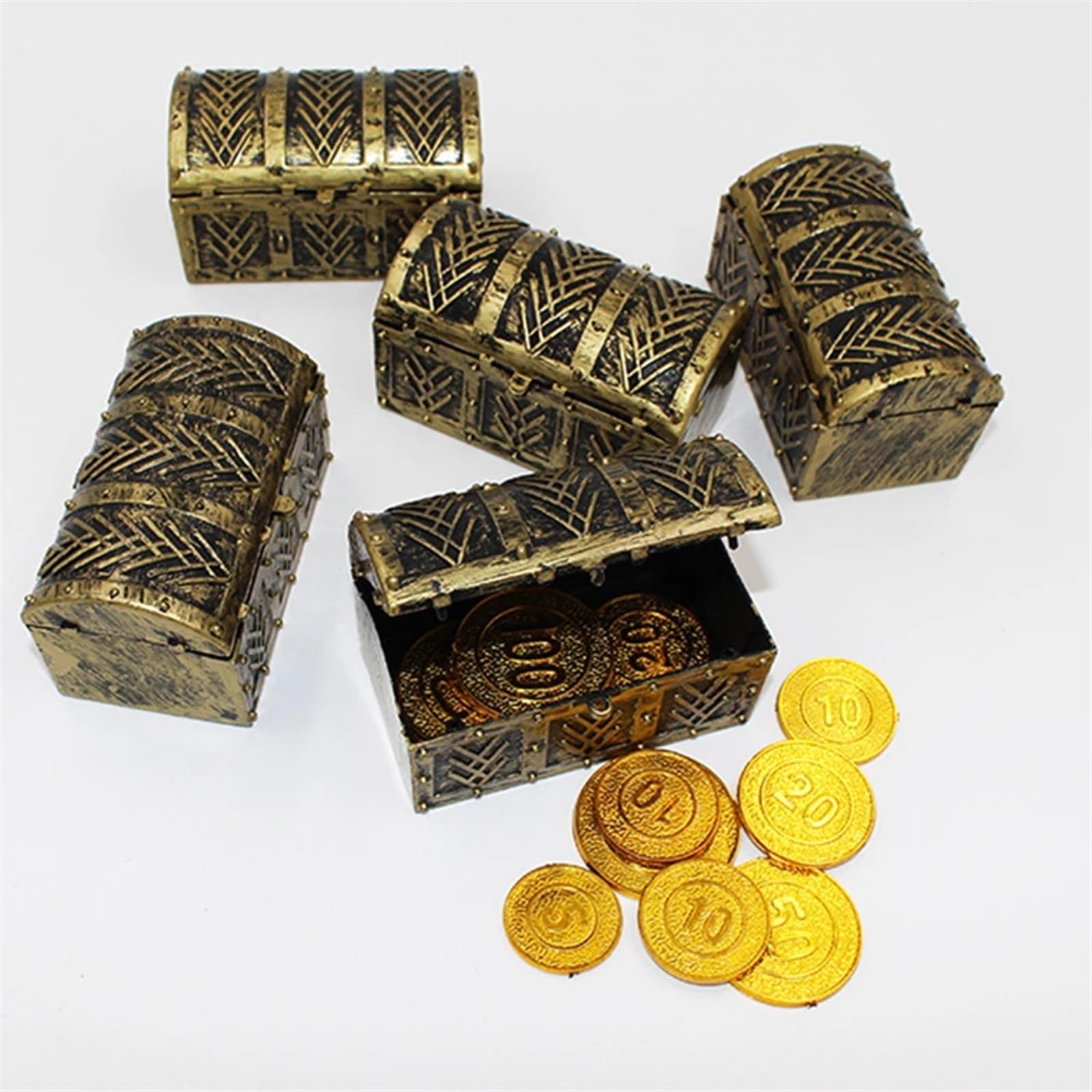 Skrzynia skarbów z zamkiem, Pudełko do przechowywania skrzyni skarbów 10szt. 8x5cm