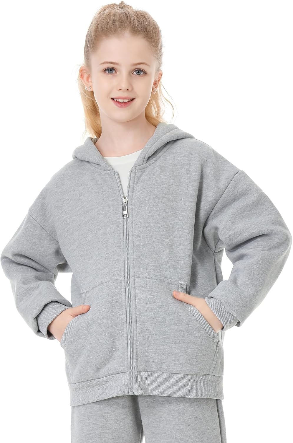 QBK Kids Brushed Fleece Zip-Up Hooded Sweatshirt Hoodie for Boys or Girls 3-14 Years - Image 4