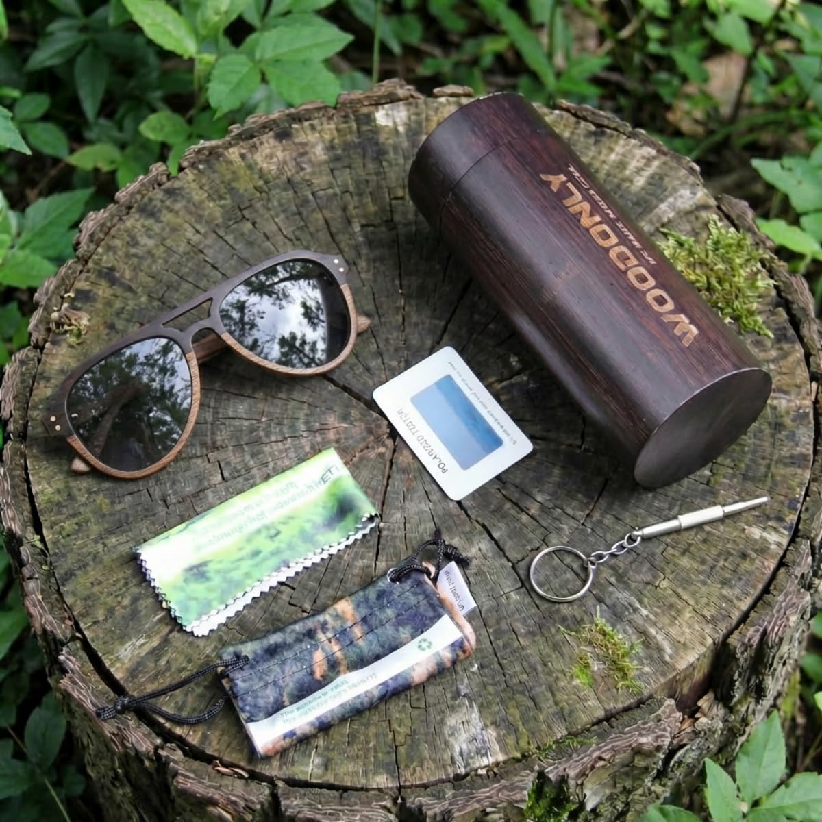 Gafas de Sol Piloto Polarizadas de Madera - Gafas de Sol Modernas con Funda de Bambú para Hombre y Mujer Regalos Perfectos