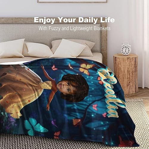 Miniatura 2 de Manta de forro polar personalizada con nombre de foto, regalo para niños pequeños, regalo de niña afroamericana, mantas de bebé para recién nacidos,