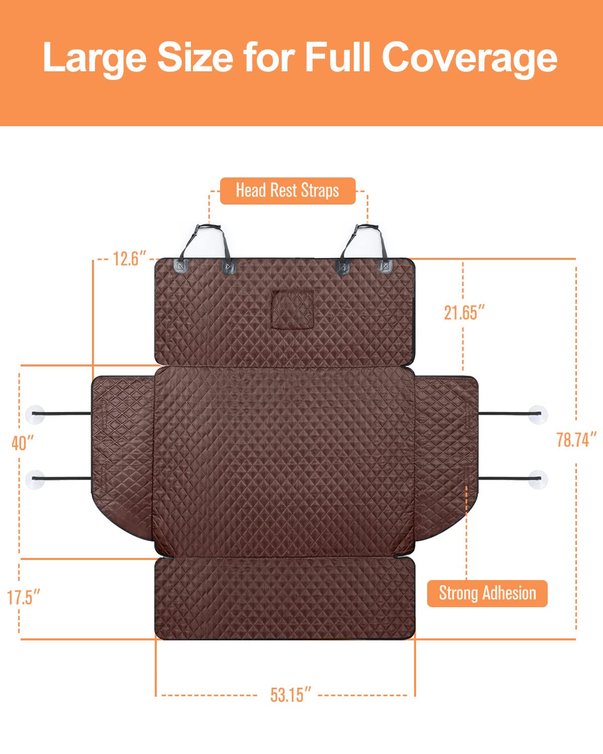 PETICON SUV Cargo Liner für Hunde, wasserdichte Haustier Cargo Abdeckung Hund Sitzbezug Matte für SUVs Limousine Vans mit Stoßstangenklappenschutz, rutschfest, große Größe Universal Fit, Braun