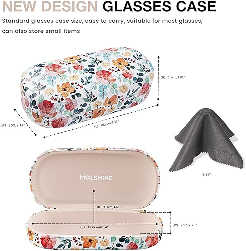 Miniatura 2 de molshine Estuche rígido de cuero para lentes de sol, funda clásica para gafas grandes para mujeres y hombres,Gafas de sol